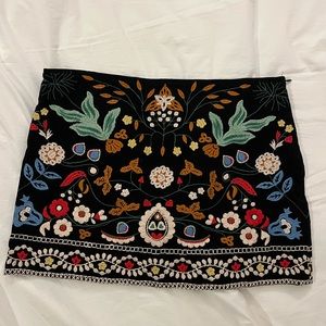 Zara black embroidered skirt